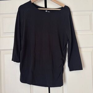 Sahalie black 3/4 sleeve ruched top
